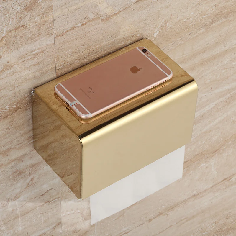 Golden Stainless Steel Toilet Paper Holder Hotel Bathroom Tissue Accessories Kitchen Rose Gold Tissue Box