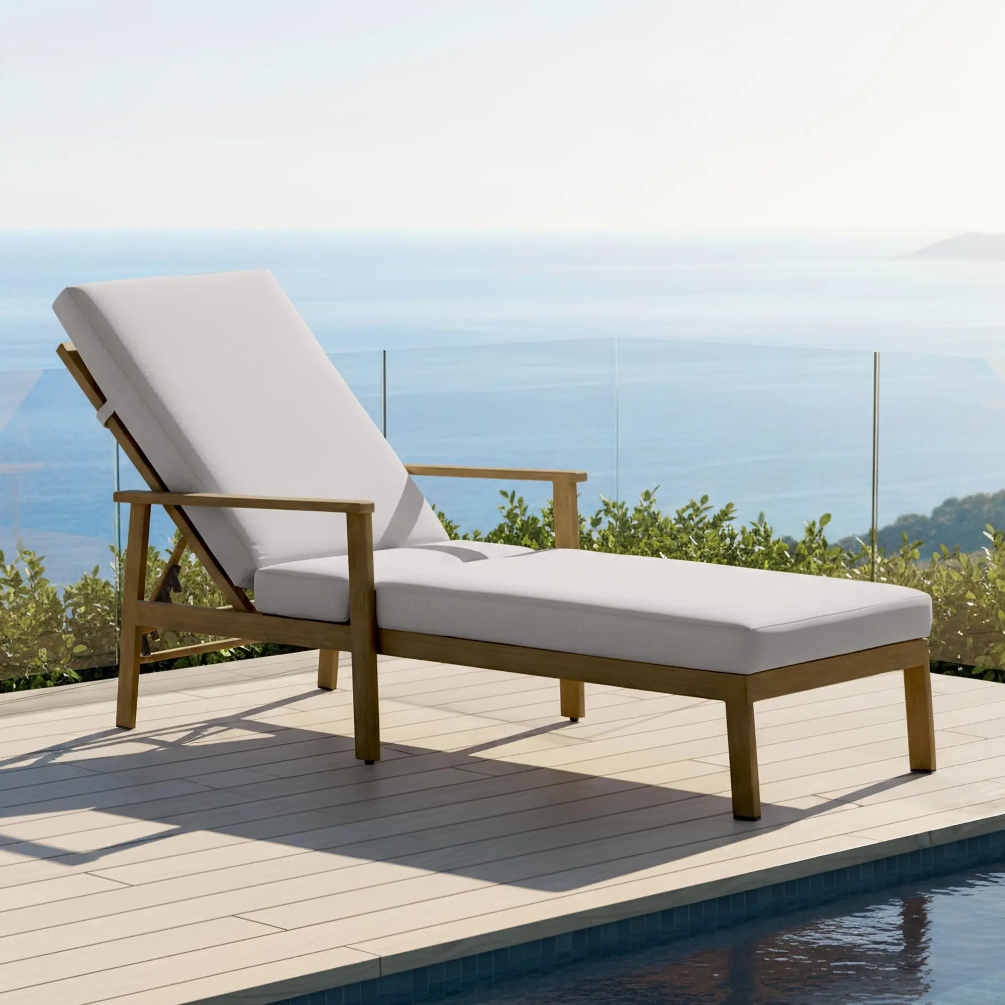 Outdoor Chaise Lounge, Aluminum Chaise Lounge Outdoor with Cushion, 6-Position Adjustable Pool Chaise Lounge Chairs