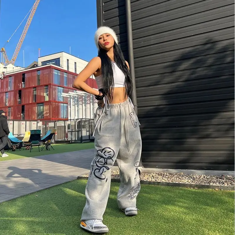 Street Personality Letter Print Sweatpants Women Casual Trendy Vintage Woman Trousers American Summer New Popular Y2K Pants