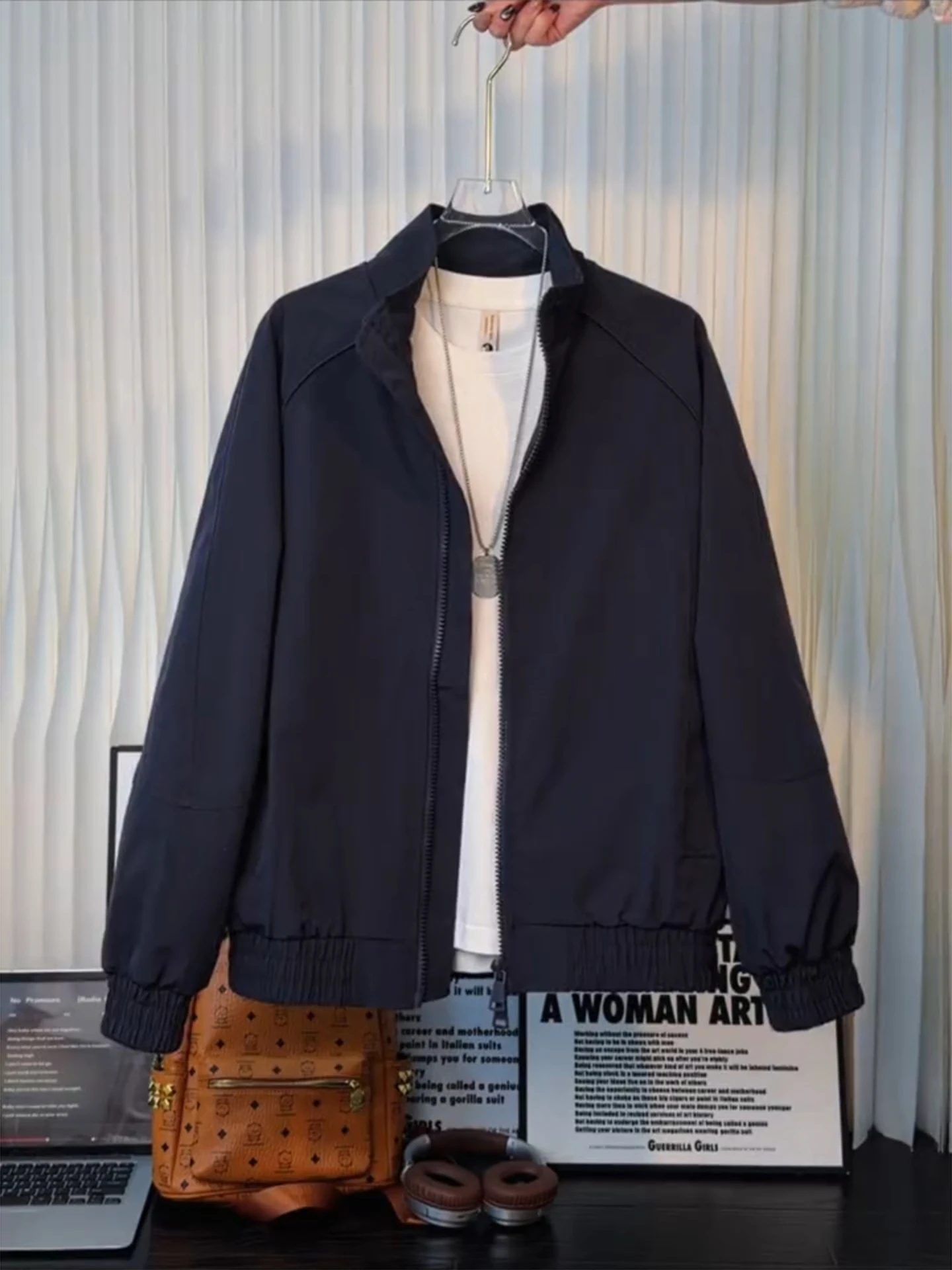 

Мужская куртка-бомбер Olive Een с воротником-стойкой, свободного кроя, на молнии, для работы и повседневной носки