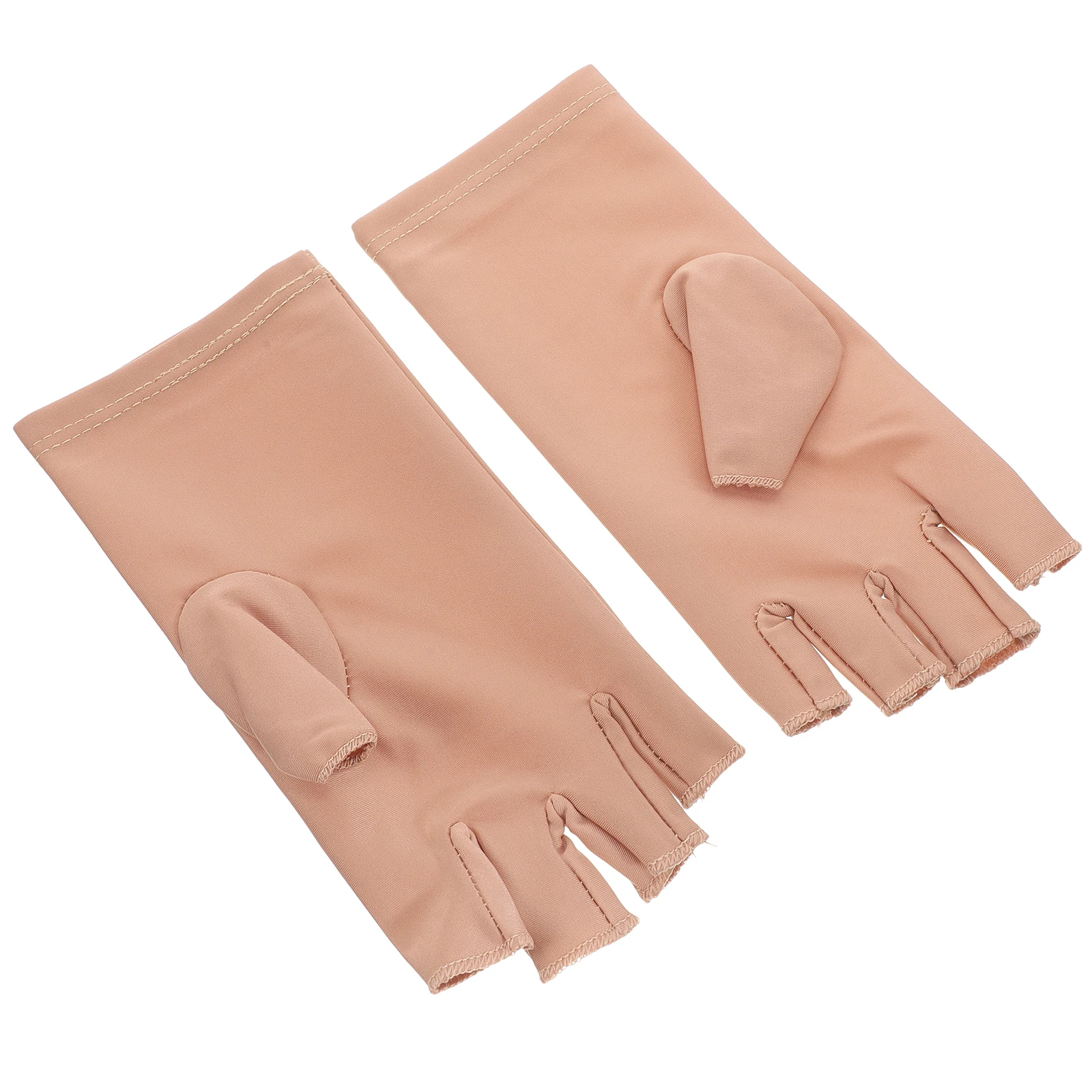 

1Pair Ice Silk Sunscreen Gloves Uv Proof Quick-Drying Driving Short Half Finger Gloves Beige Size M Breathable Non-Slip Grip