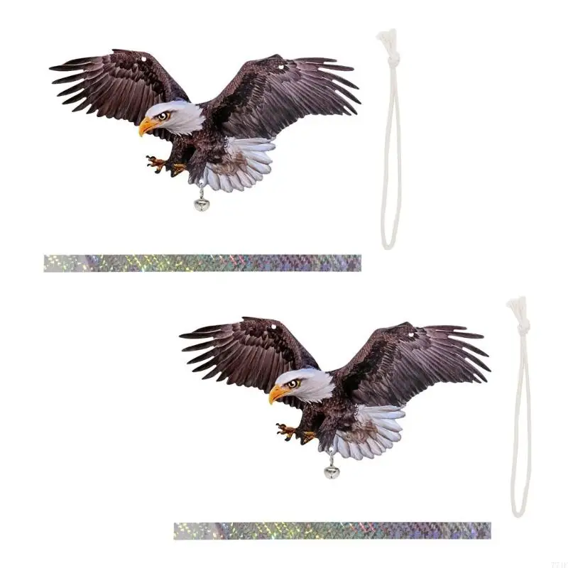 

77JF 2 Pieces Waterproof Garden Owl Ornaments Bird Repellents Hanging Decorations