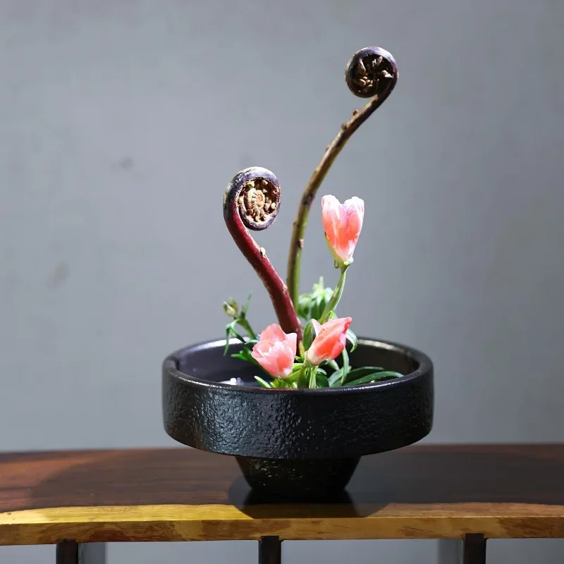 Creative Ceramic Flower Pot Open Flower Vase Japanese Flower Arrangement Utensil Ceramic Tabletop Decoration Home Decor