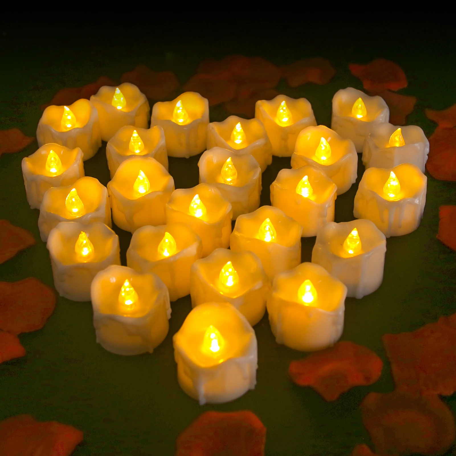 Flickering Flameless Votive LED Candles Battery Operated Realistic Drip Wax Electric Tealight for Wedding Halloween Valentines Day Christmas Home Decor