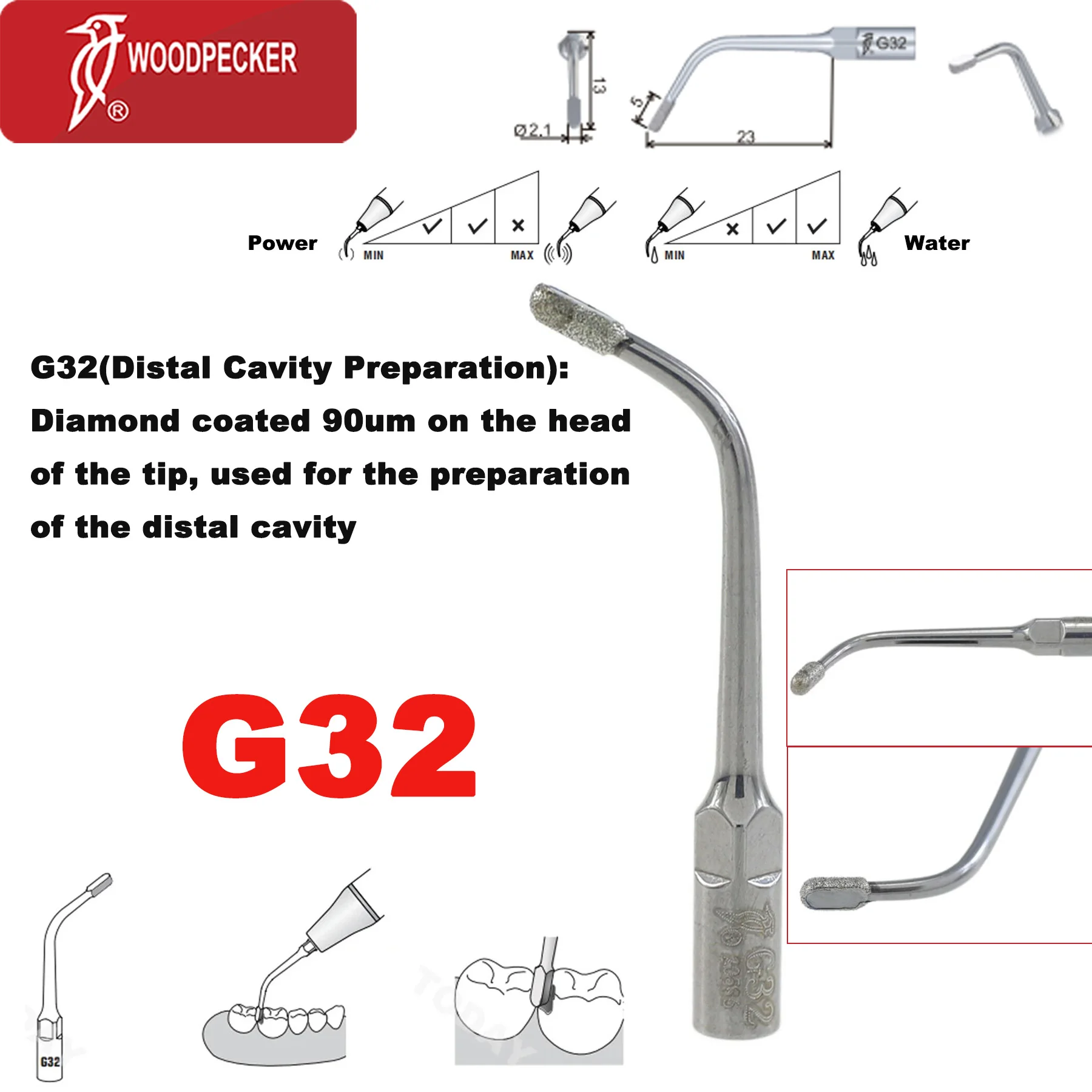 Woodpecker Dental Ultrasonic Scaler Tips Scaler Cavity Preparation Tips Fit EMS Scaler Handpiece Dentist Tools