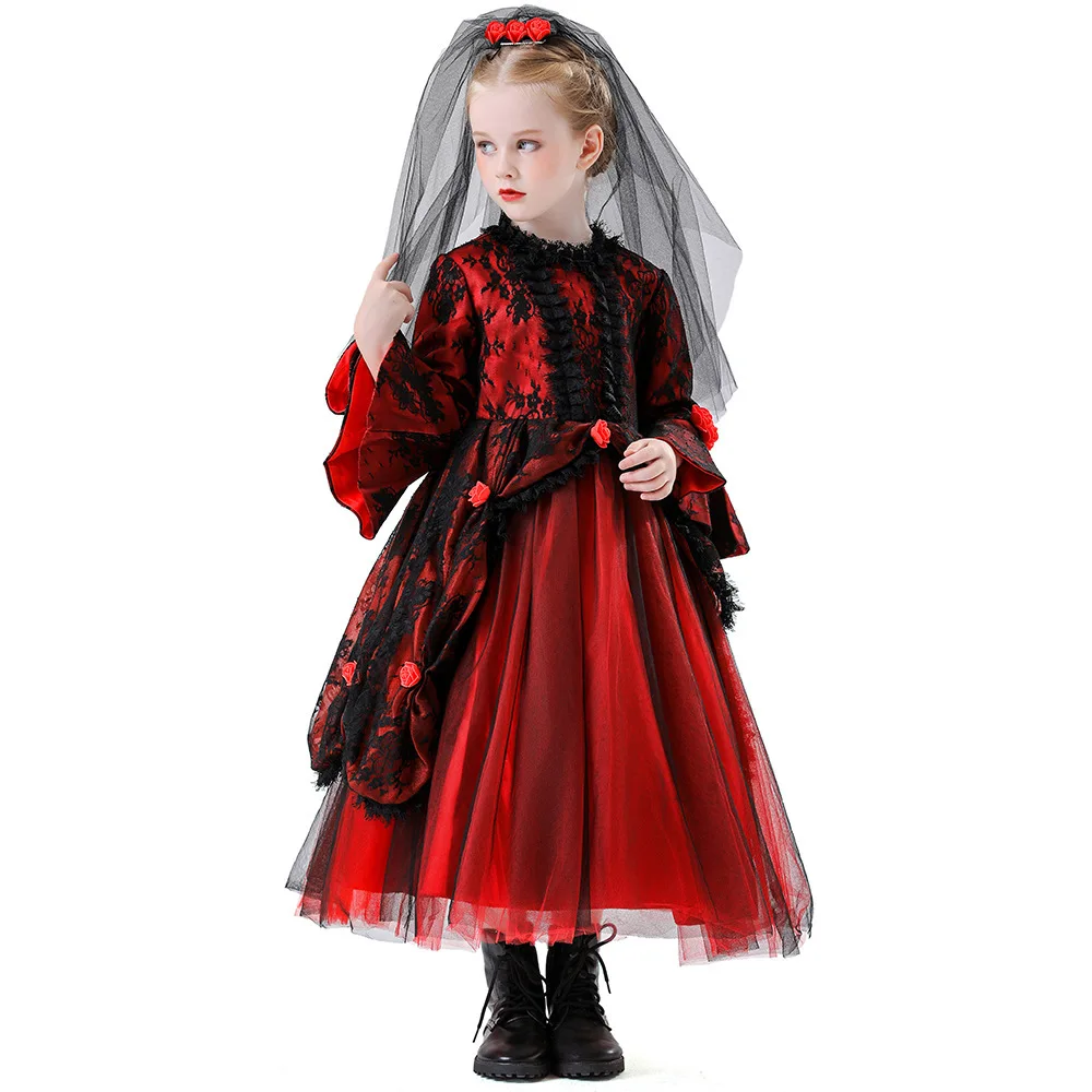 

Новая юбка невесты с призраком на Хэллоуин, средневековый костюм ведьмы принцессы, детский женский традиционный сценический наряд