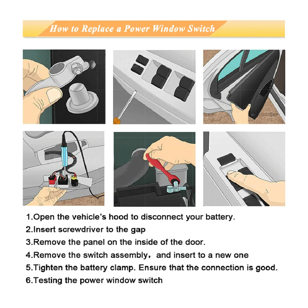 

A73Q-Front Passenger Side 4 Pins Power Window Control Lifter Switch Console Button For 207 3008 5008 09-15
