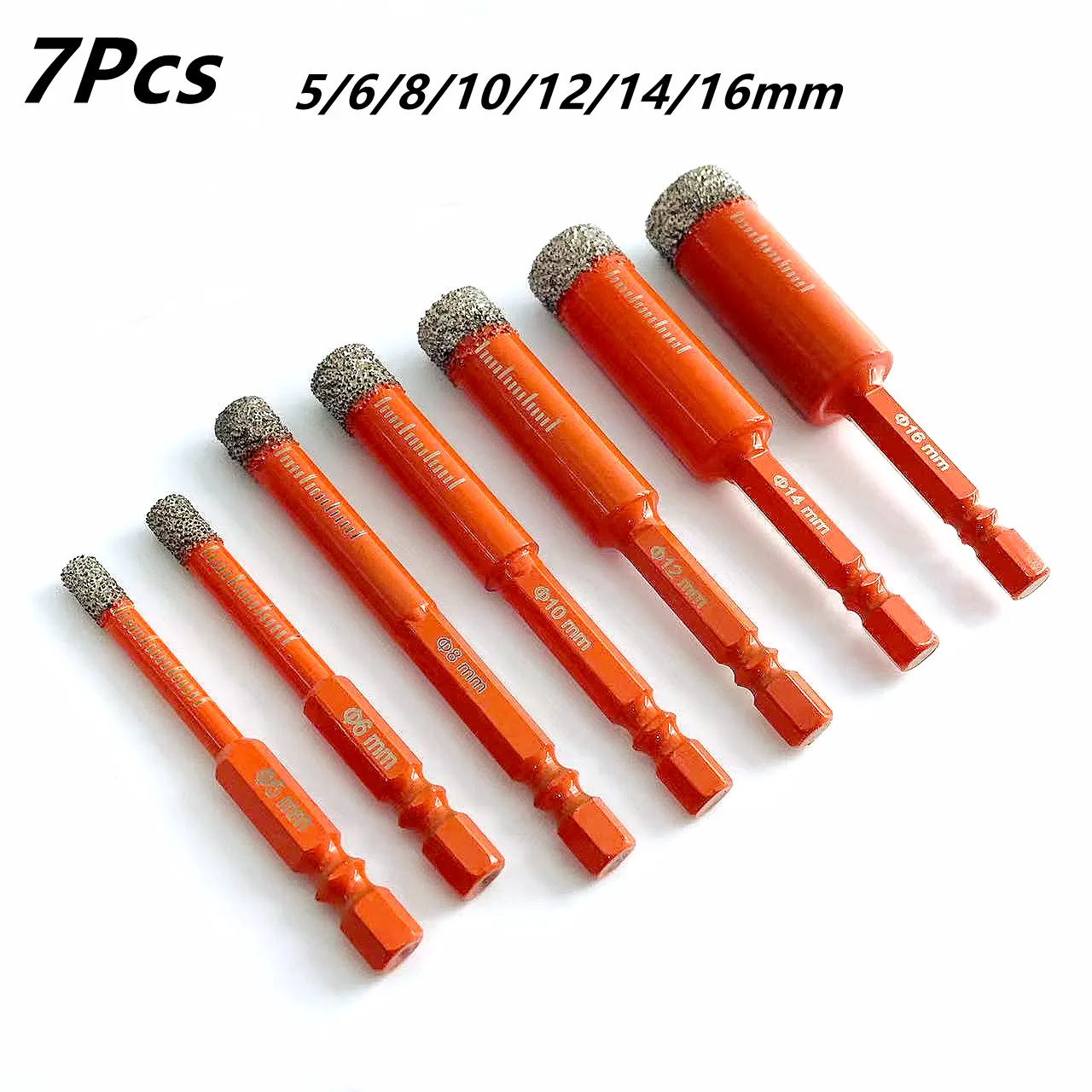 Dry Diamond Drill Bits Set for Granite Ceramic Marble Tile Stone Glass Hard Material Hex Shank Masonry Hole Saw Drill Bit 5-16mm