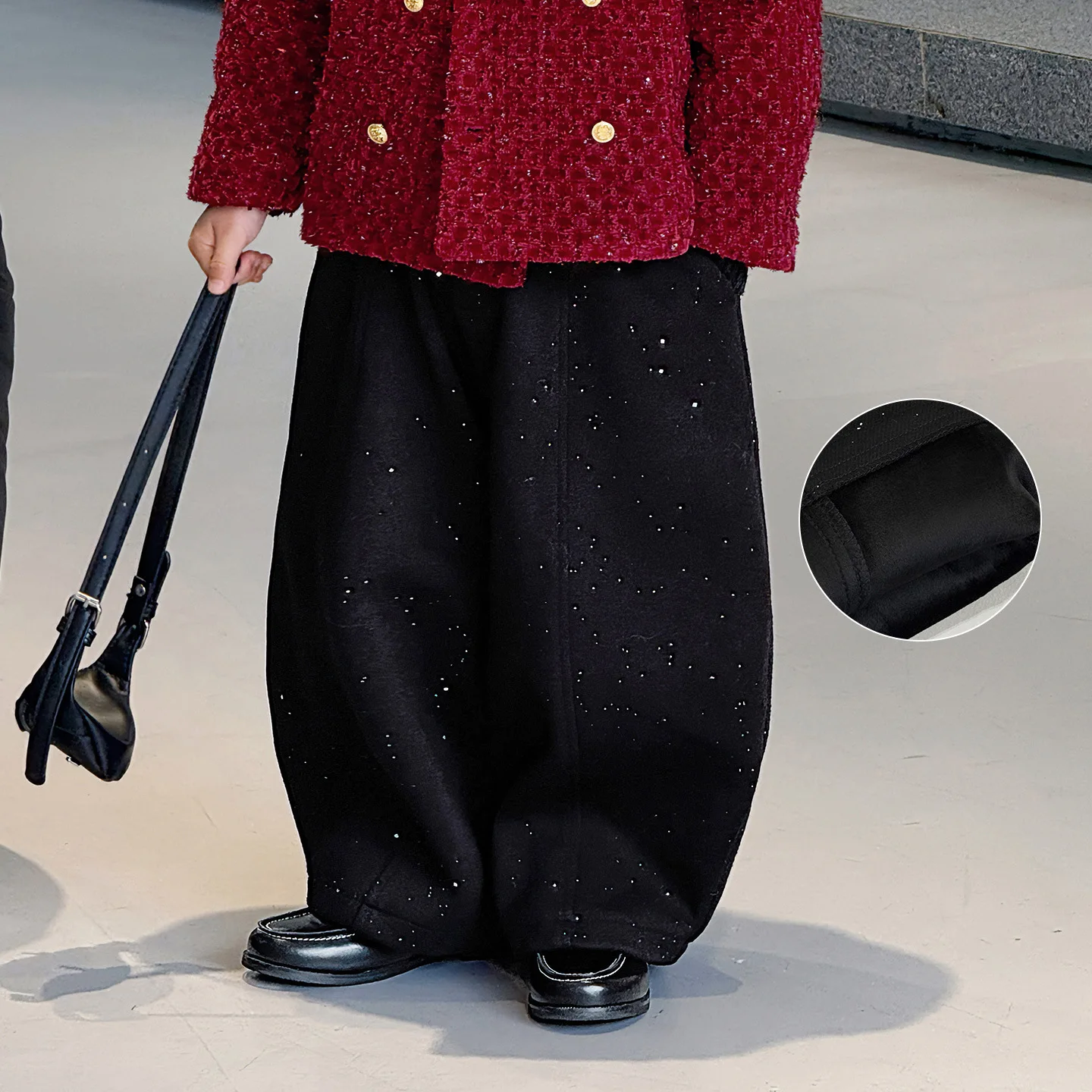 2026 New Kids Wide Leg Pants Autumn Winter Boys Girls Fleece-Lined Casual Pants Loose Fit School Teens Children's Warm Trousers