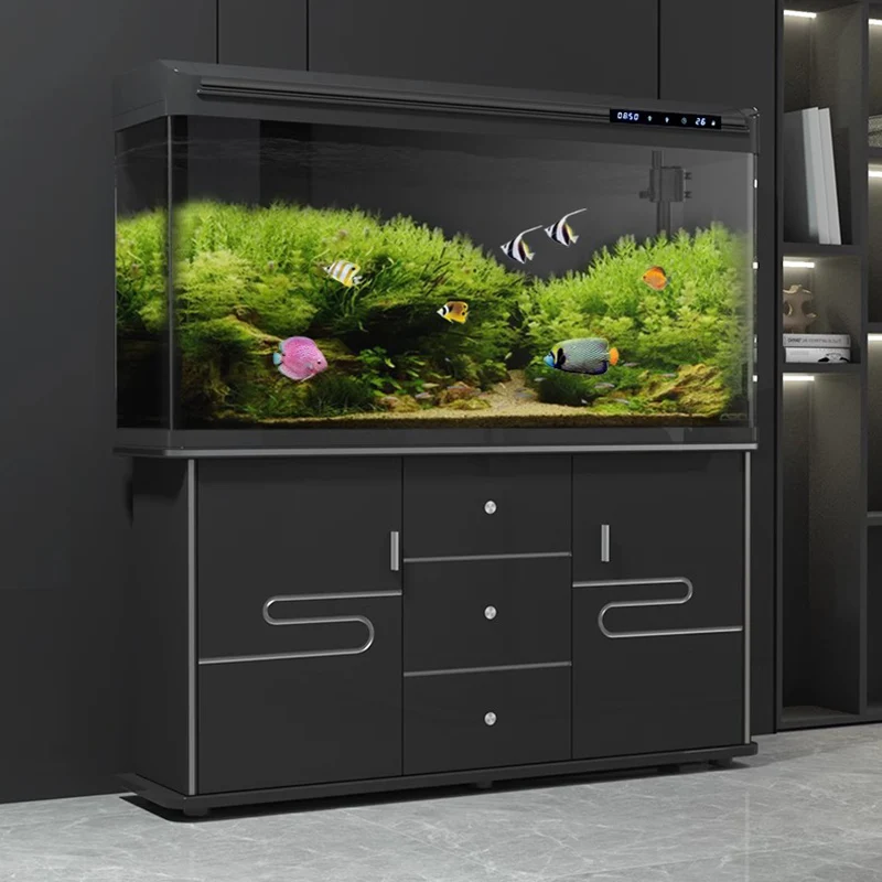 

Nordic 3-in-1 Filter Oxygen Aquarium Large Medium-Small Ecological Floor Cabinet Household Living Room Pet Products FYFT​