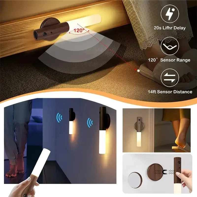 Intelligent Human Body Induction Night Light, LED Rechargeable Corridor Cabinet Wall Light, Household Toilet Wall Induction