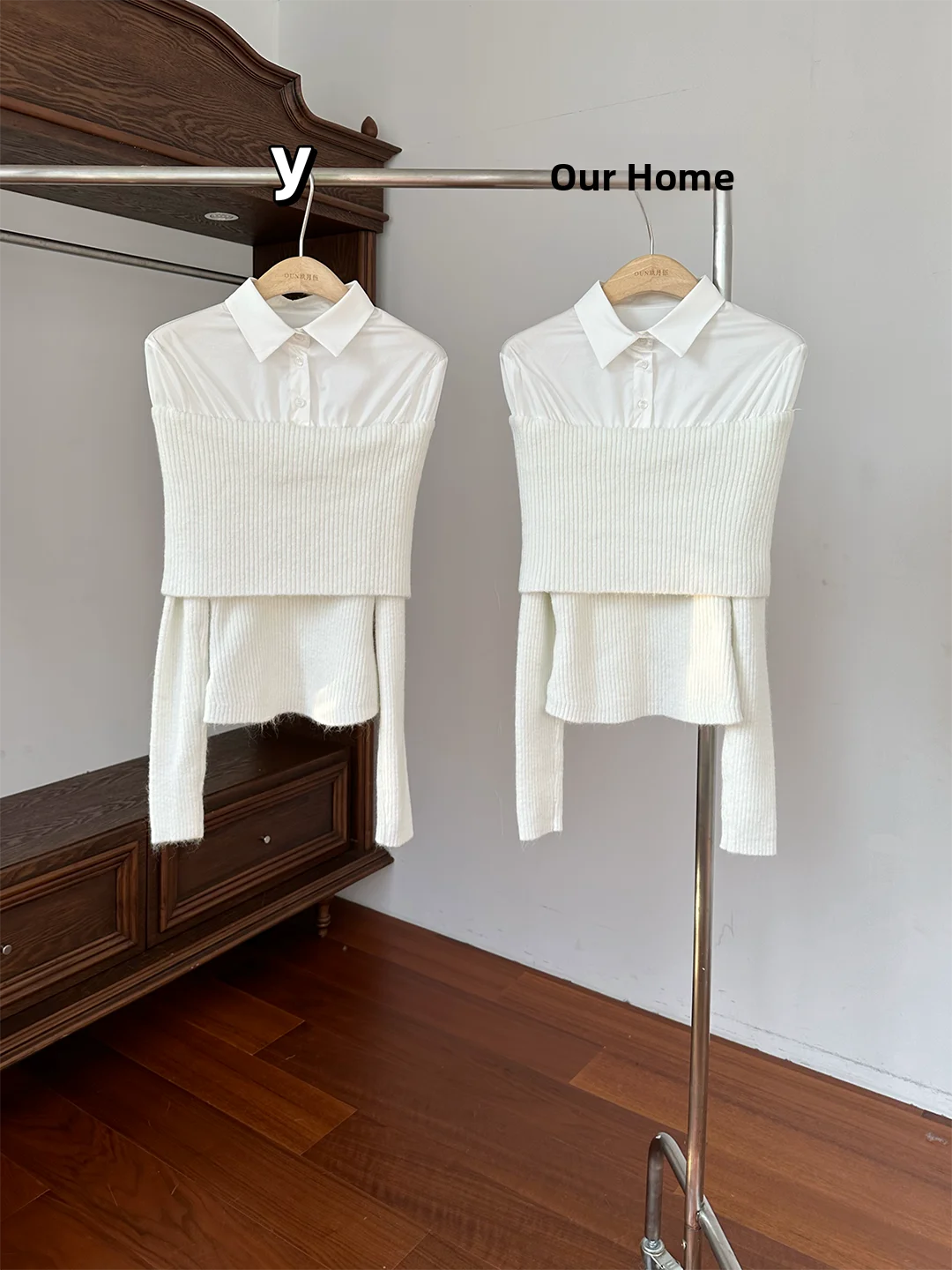 Csa de punto suave estilo un solo hombro, ajustada, top de mujer, imitación de dos piezas, cuello , manga larga, color...