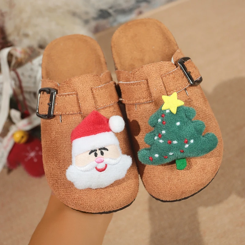 

2025 Autumn New Children Casual Shoes for Girls Fashion Korean Style Soft Bottom Anti-slippery Versatile Christmas Pincess Mules