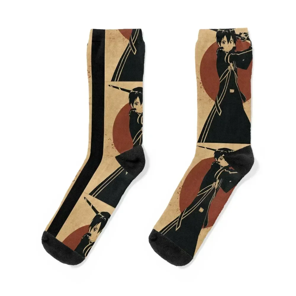 Sword Art Online Kirito Retro Blood Moon - Tshirt Socks cartoon hockey custom sports Heating sock Socks For Girls Men's