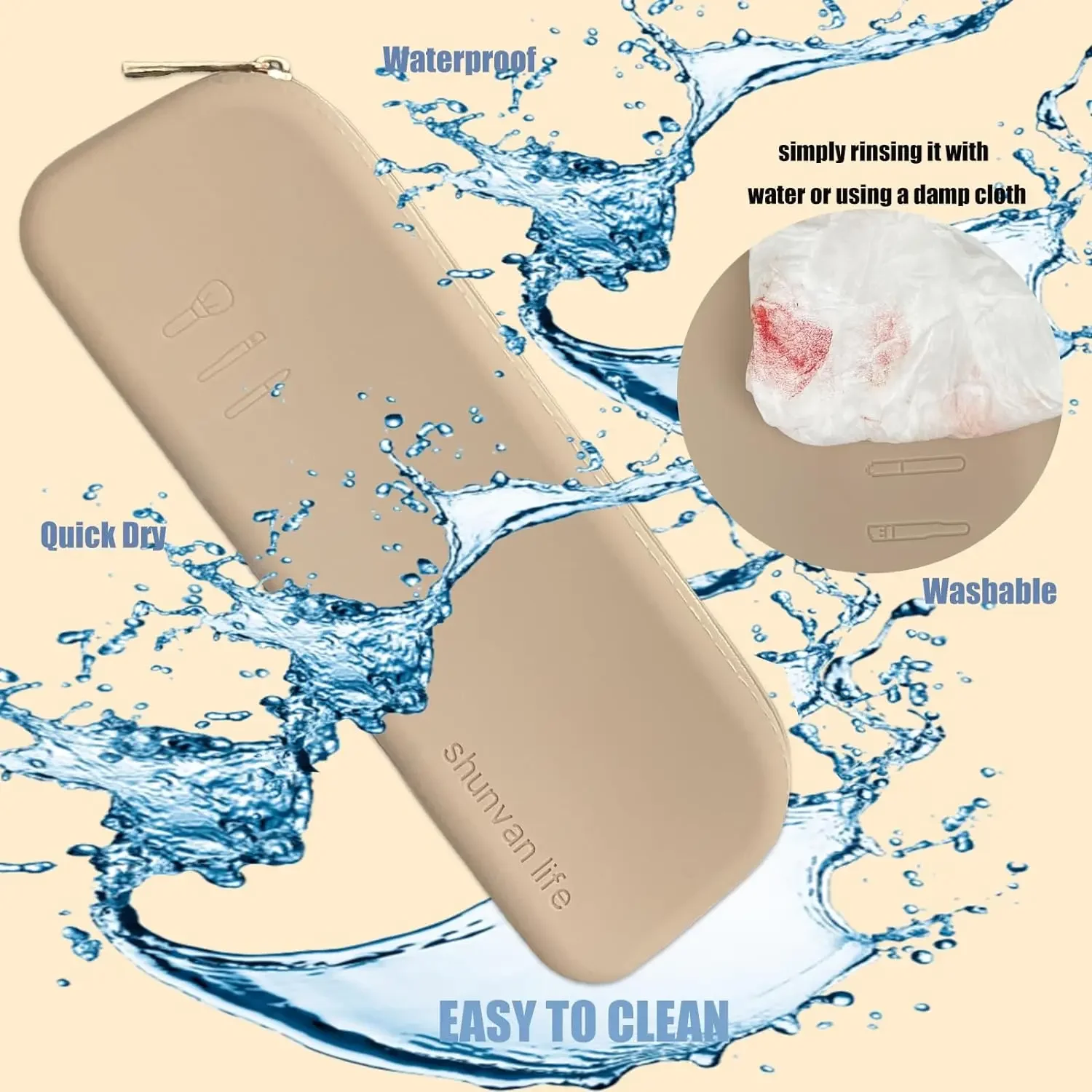 Porte-pinceau de maquillage en silicone, sac à pinceaux de maquillage de grande capacité, sac à pinceaux cosmétique de voyage portable pour le voyage et 03