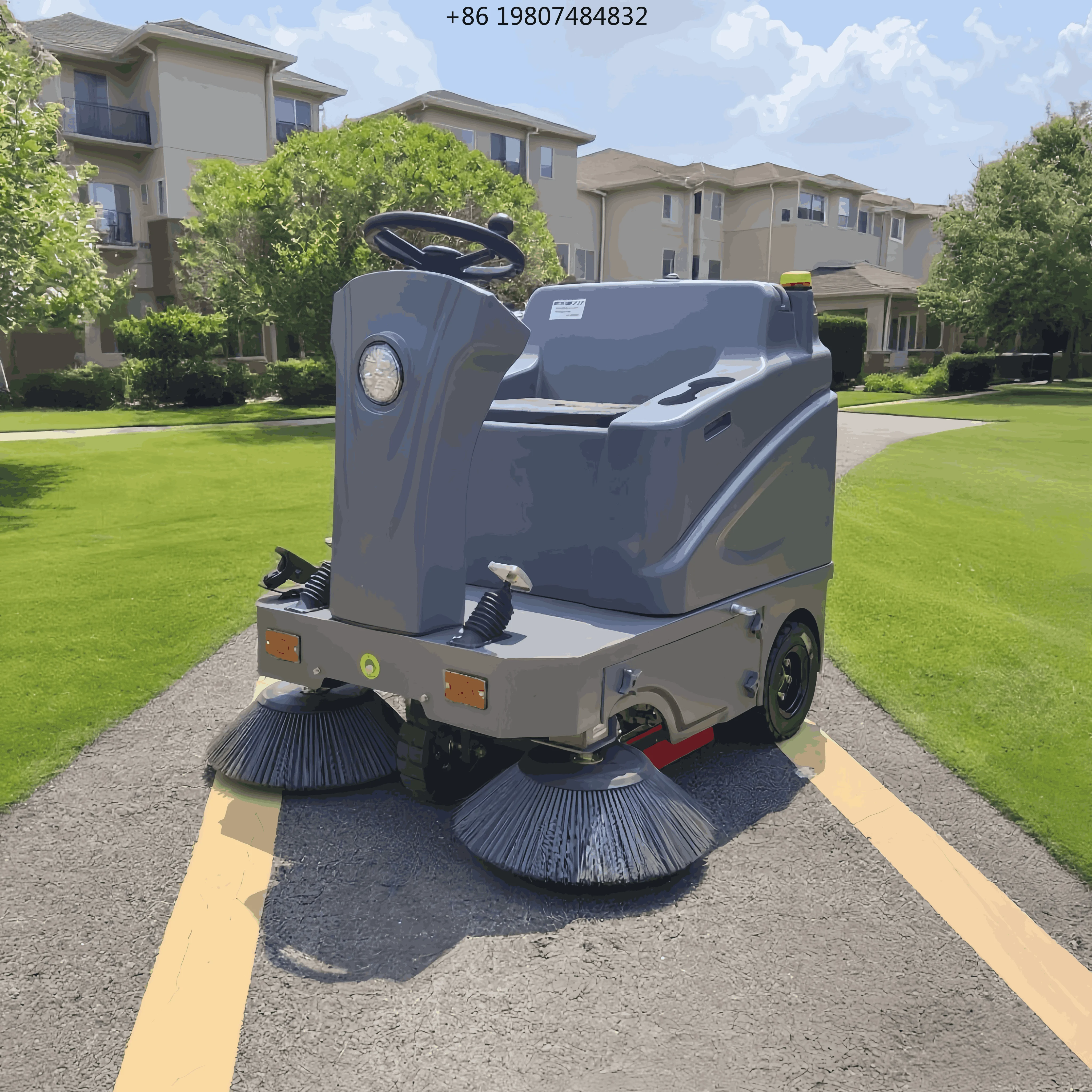 48V Mini Electric Ride-On Floor Sweeper, for Home Farm Courtyard Road Sweeping, AliExpress Hot Sale