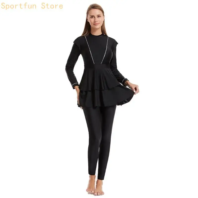Womens Modest Coverup Swimwear Beachwear Swimsuit Sports Bathing Suit X7JD