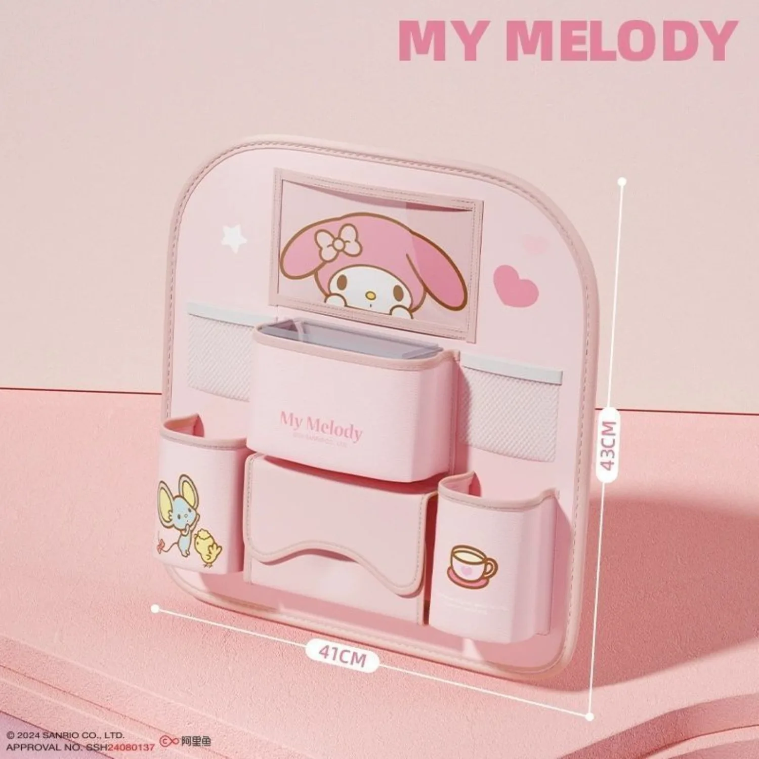 Anime Sanrio HelloKitty Kuromi My Melody Cinnamoroll Portable Car Seat Back Organizer Pouch Cartoon Cute Kawaii Holiday Gifts view 4