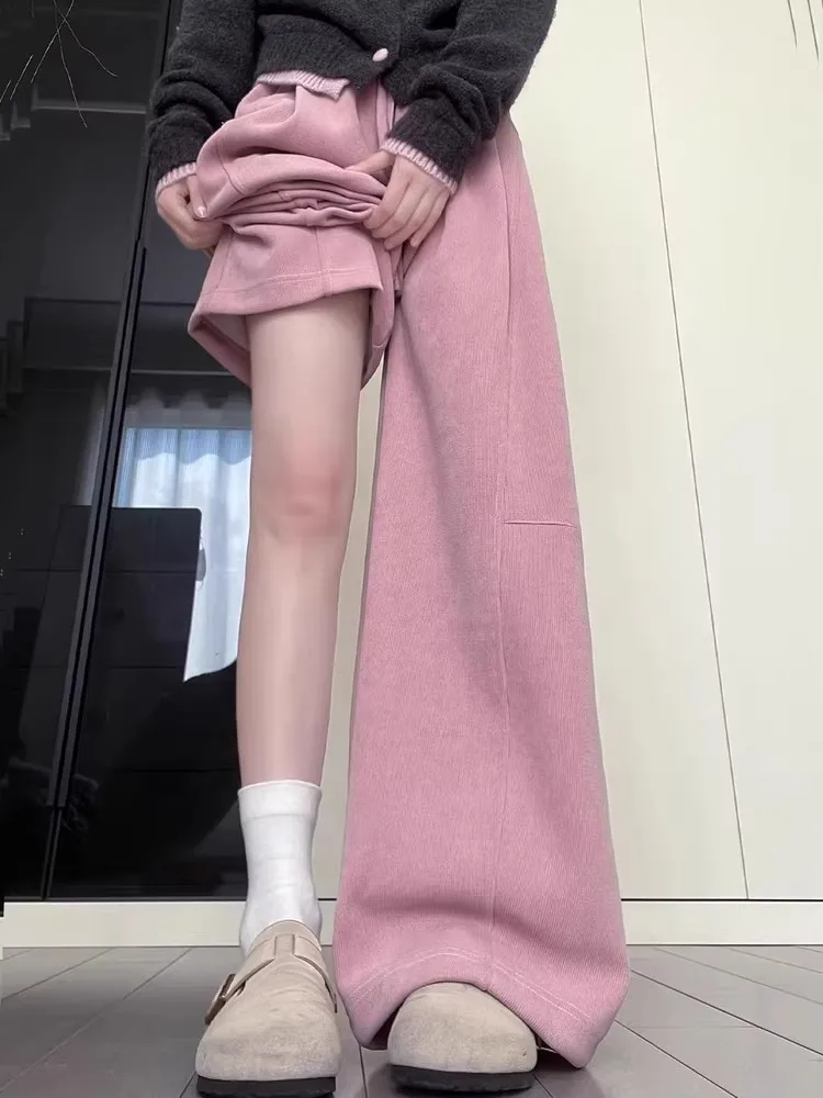 Pantaloni larghi a gamba dritta da donna Autunno Inverno New Sle Coreano Sle Comodi pantaloni dimagranti lunghi fino al pavimento