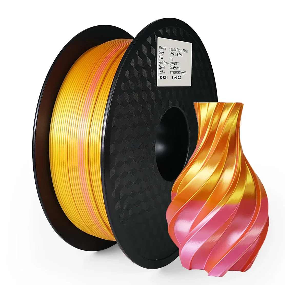 1.75mm 1Kg Two Color PLA Filament 3D Printer Silk Gold RoseRed 3D Printing Material Magic Dual Color Sublimation Duotone