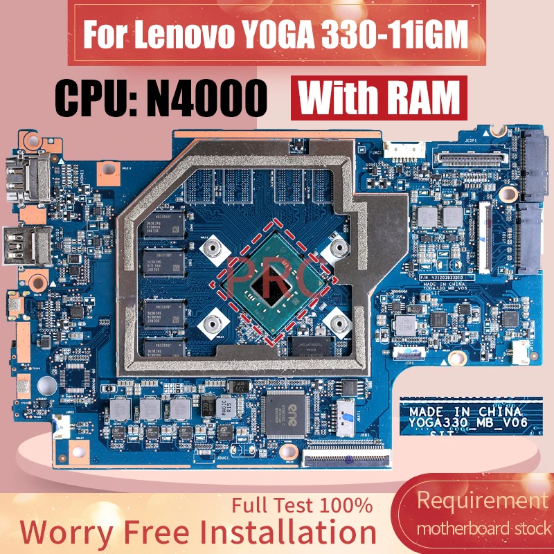 YOGA330-MB-V06 For LENOVO YOGA 330-11iGM Laptop Motherboard SR3S1 N4000 With RAM 5B20Q81352 5B20Q81373 Notebook Mainboard