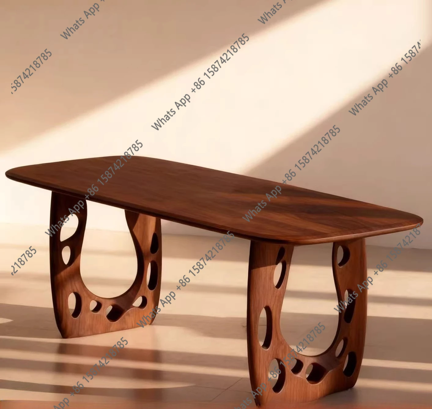 

Medieval solid wood dining table designer home dining table retro creative North American black walnut rectangle