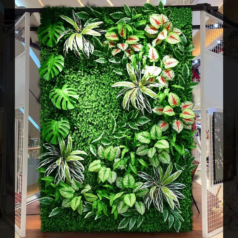3D-künstliche Pflanzenwand, gefälschte immergrüne Blätter, simulierter Hintergrund, Hochzeit, Party, Dekoration, grüne Tafel, Rasen, Heimdekoration – Detail 9