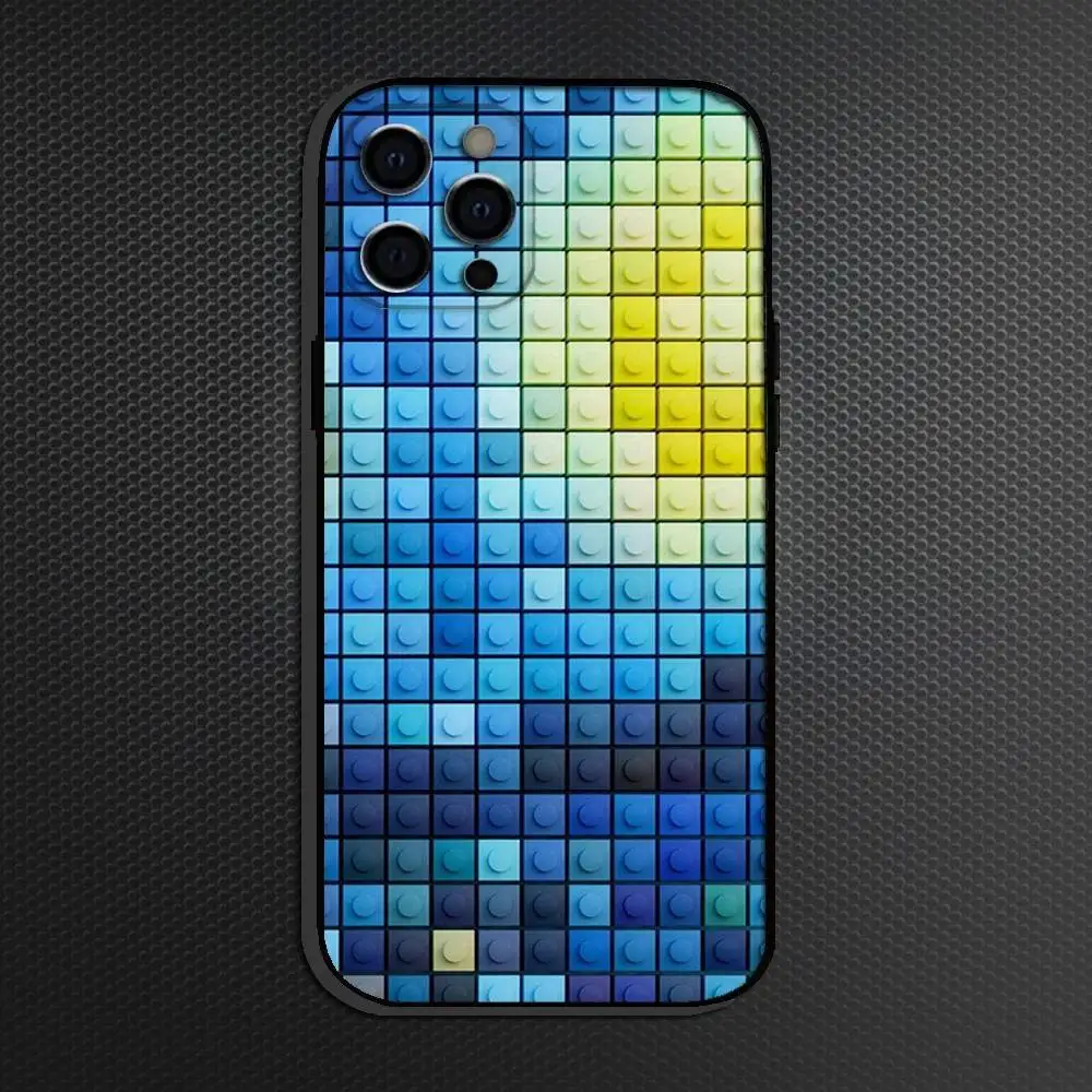 L-LEGO iPhone 16,15,14,13,12,11 Plus,Pro Max用スマホケース、ソフトシリコンブラックカバー