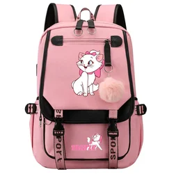 Kawaii ragazzi ragazze bambini Marie Cat School Book Bags donna USB Bagpack adolescenti Canvas Laptop Travel Student Backpack