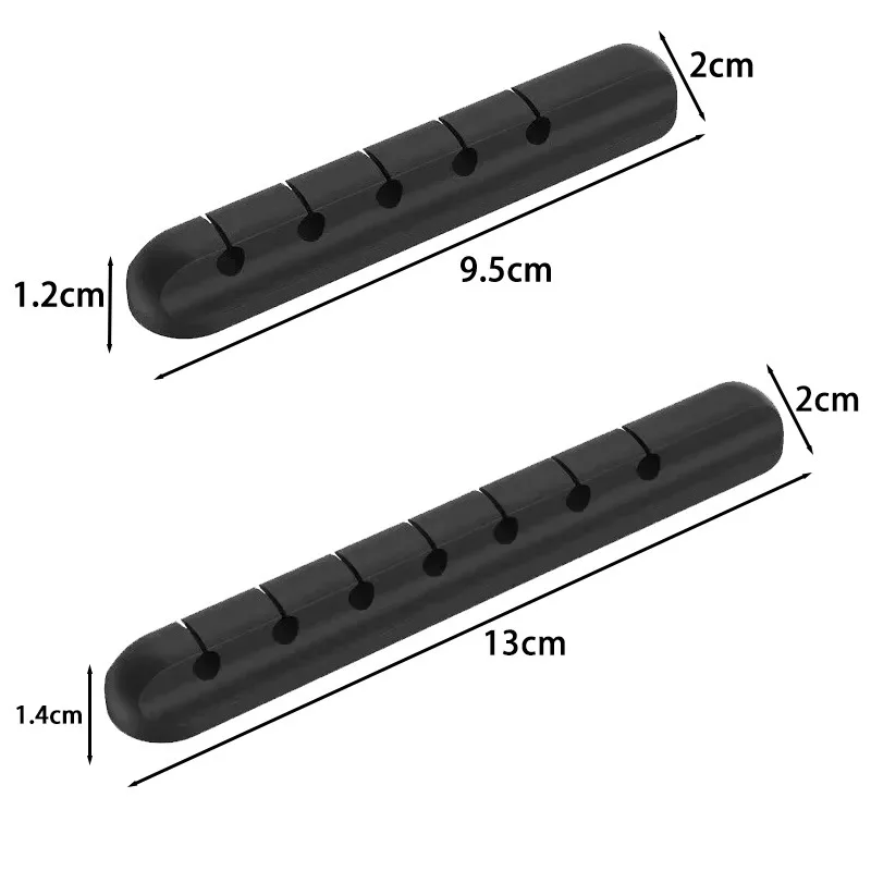 5/7holes Multiport Cable Clip Black Self Adhesive Silicone Holder for Home Office Desk Organize USB Audio Mouse Keyboard Wire​