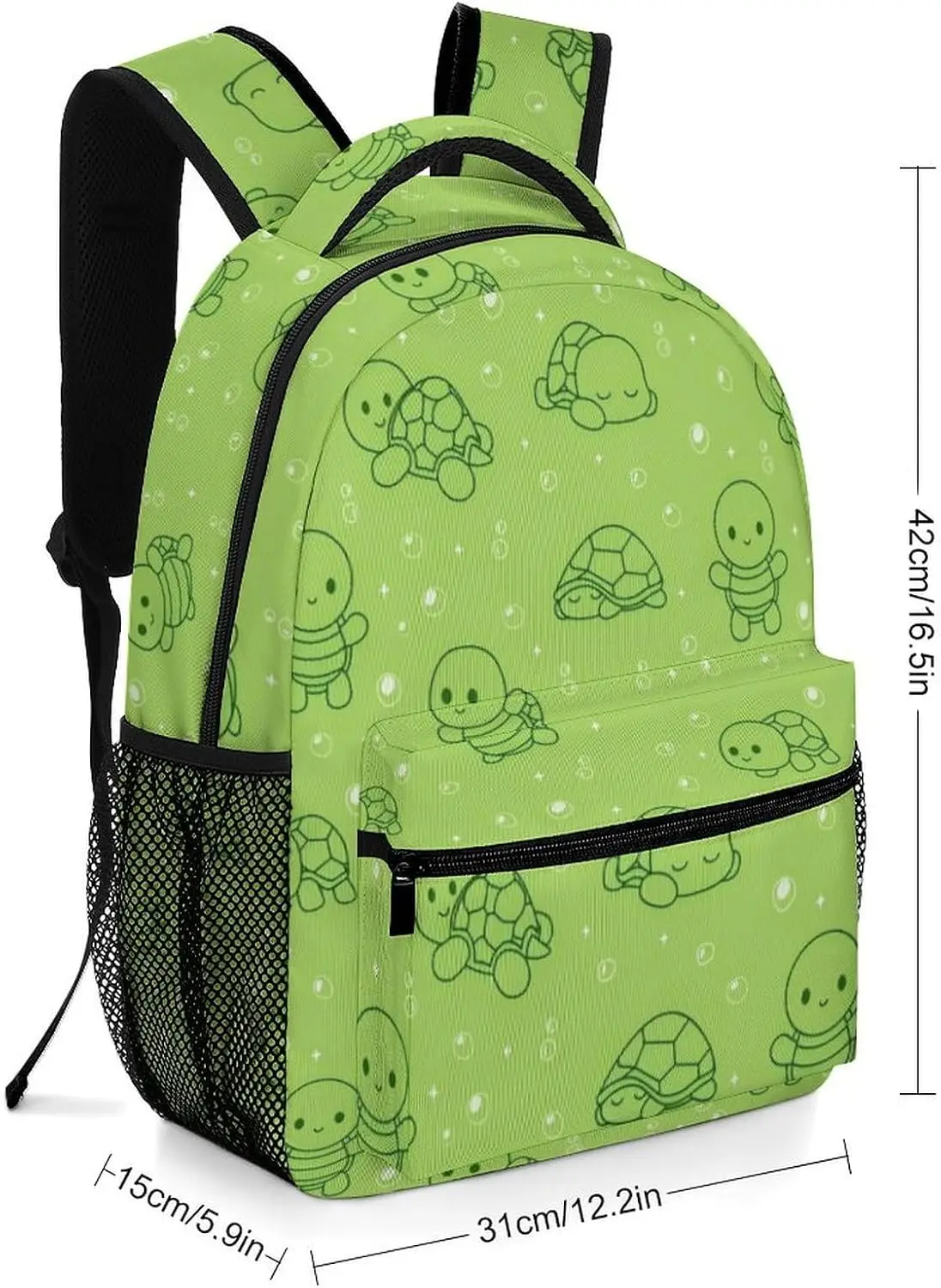 Green Cute Turtle Backpack for Women Girls Boys College School Travel Daypack for Teen Kids Casual Rucksack Daypack