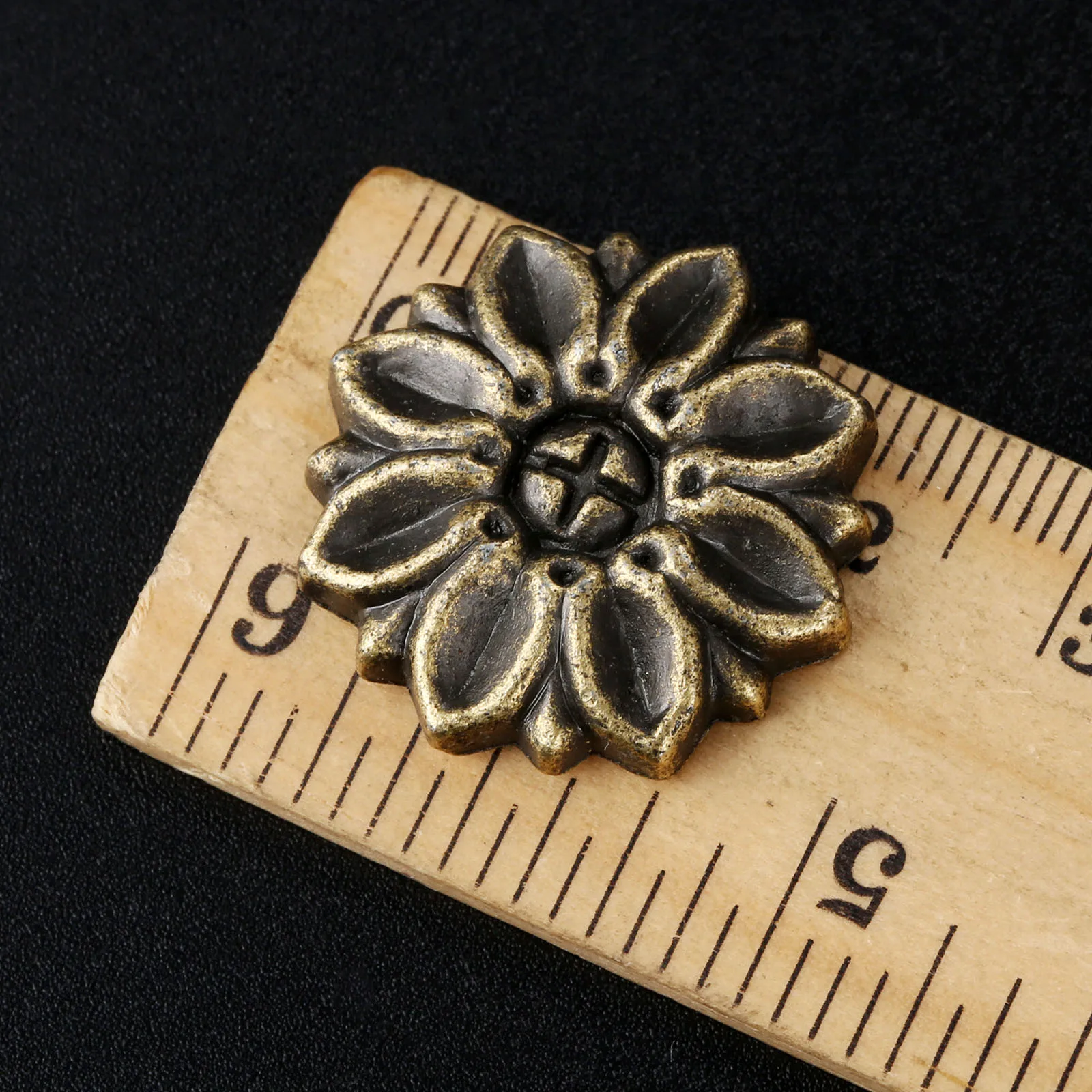 10PCS 23/35mm Vintage Antique Bronze Decorative Flower Protectors Bracket Decorate Desk Jewelry Box Wood Cases Hardware