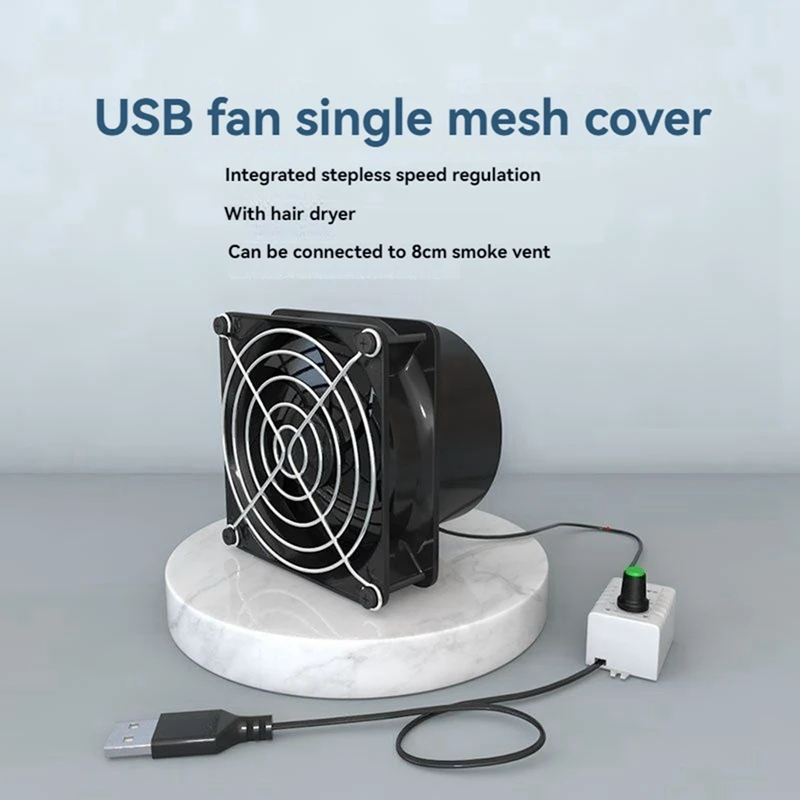 USB Speed Control Fan, Smoke Absorber, Fume Extractor, Pipe Duct Exhuast, velocidade ajustável