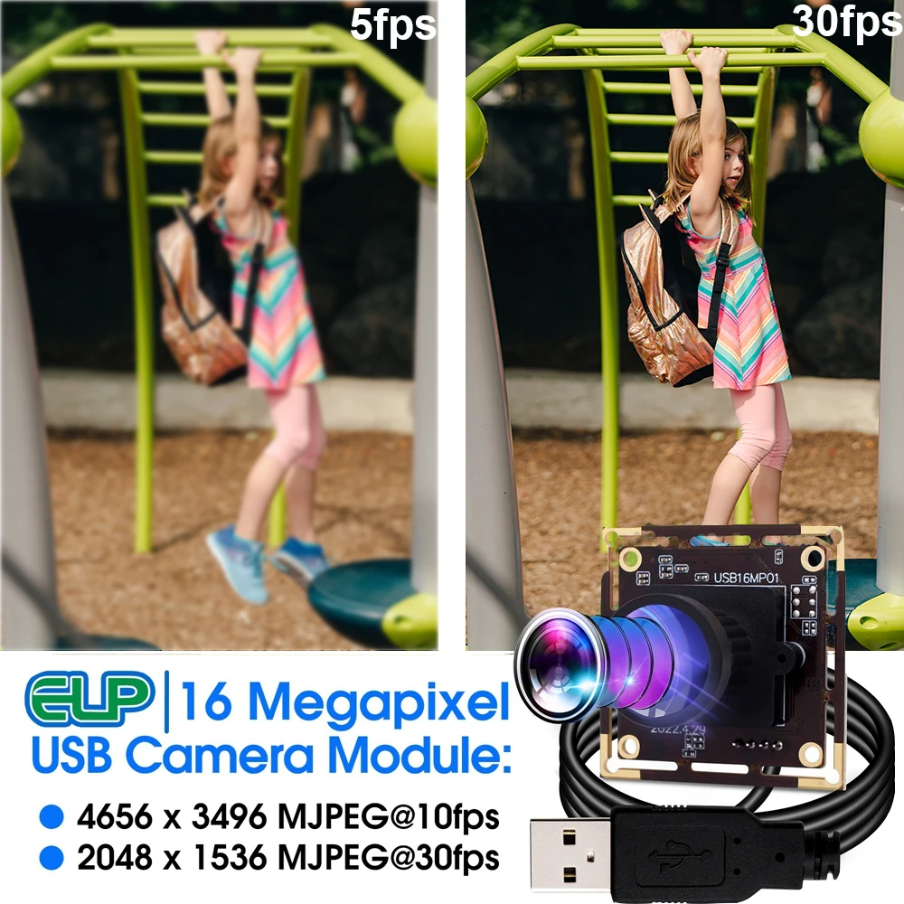 ELP USB Camera CMOS IMX298 4656X3496 16MP Wide Angle 120 degree No Distortion Free Driver HD Webcam for Document Shooting