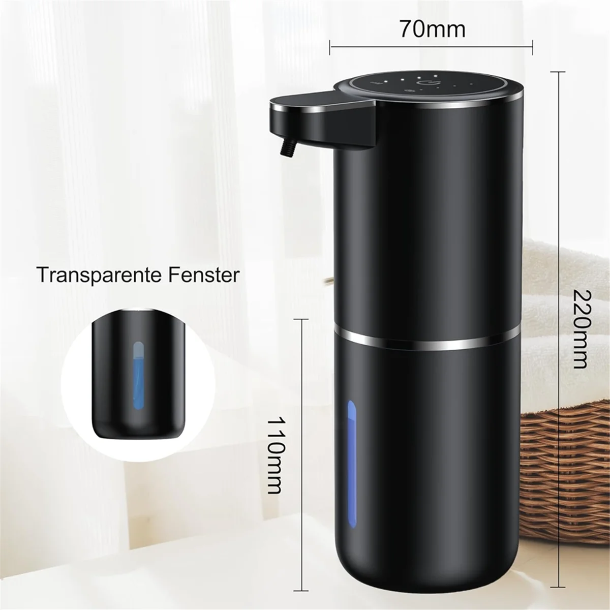 Dispensador de jabón automático, dispositivo de montaje en pared, sin contacto, espuma recargable por USB, 380 Ml