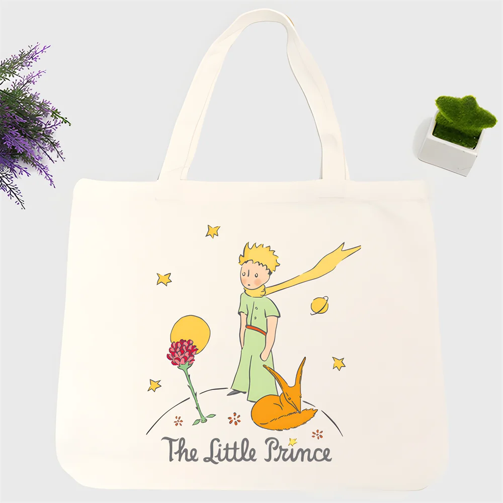 Милые холщовые сумки-тоуты Little Prince Y2K Art в стиле Харадзюку, холщовые сумки унисекс, сумки для покупок с принтом, Повседневная Складная Сумка через плечо