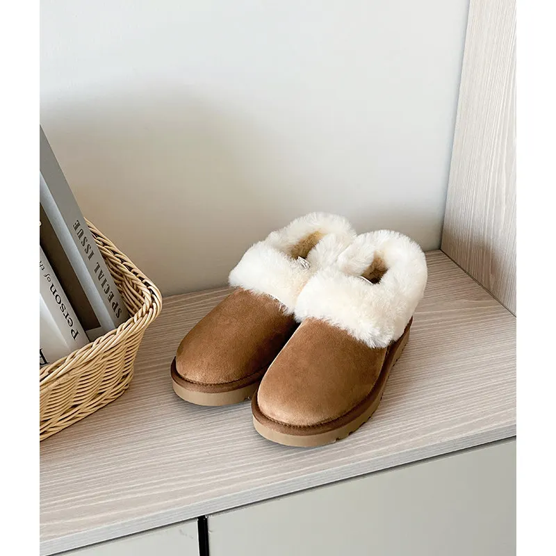 Da Xiqing 2026 new warm snow boots made of genuine leather, cotton, sheep fur, and integrated short tube snow boots