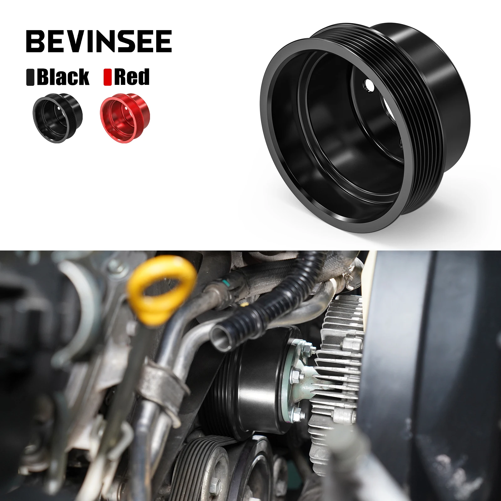 

BEVINSEE Aluminium Water Pump Pulley for 1GR-FE 4.0L engine for Toyota 4Runner Tundra Tacoma FJ Cruiser Replaces 16371-0P010