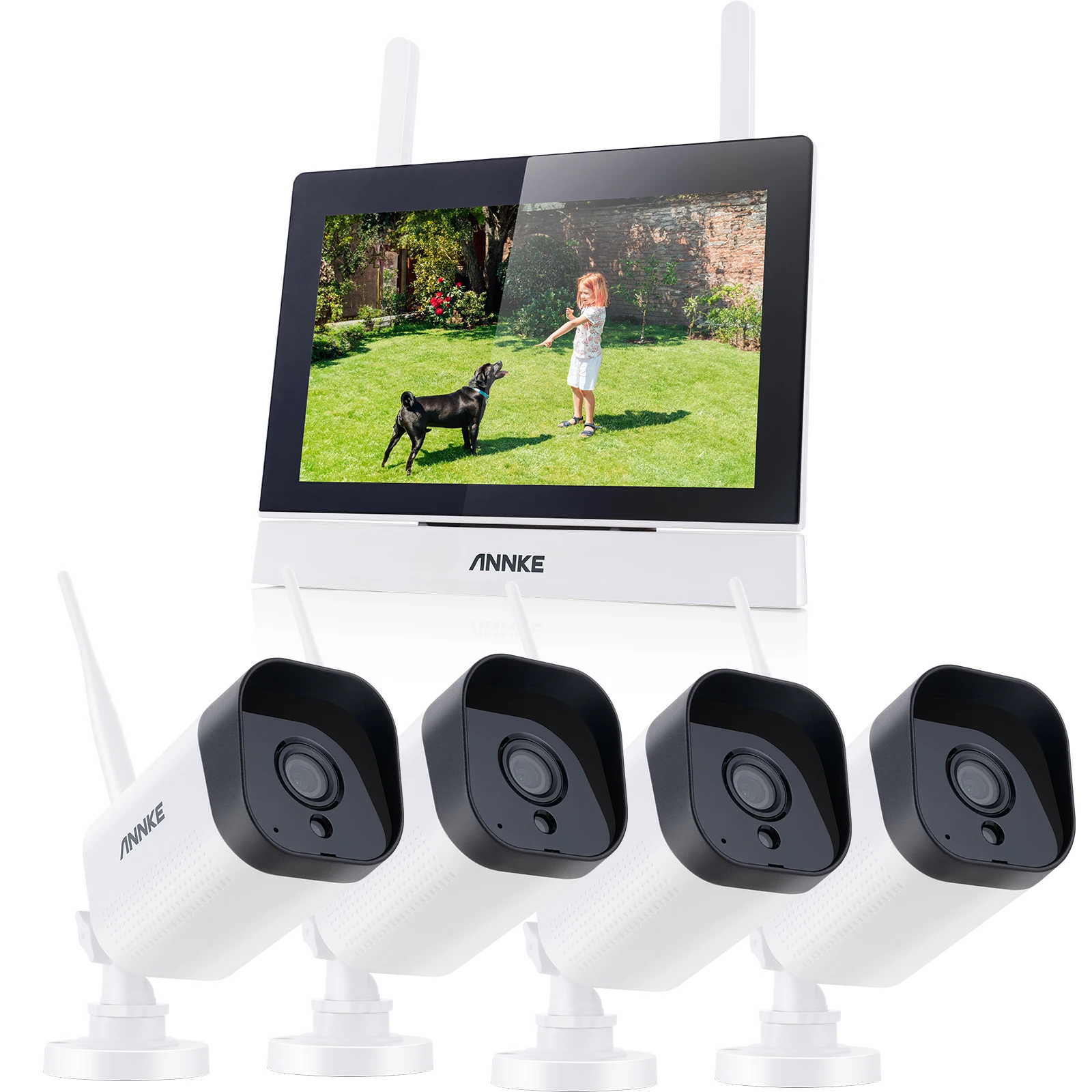 Annke 3MP 5MP Draadloos CCTV-systeem 4CH NVR Outdoor wifi camera 7-inch touchscreen Tweeweg Audio 2/4 Stuks Wifi beveiligingscamera