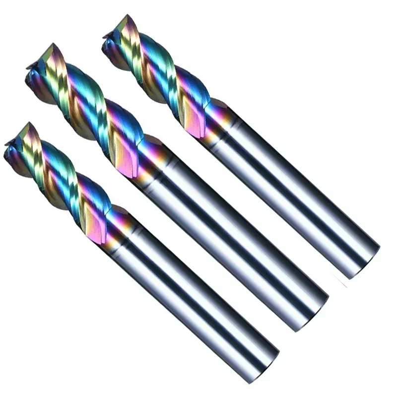 1PCS High Efficiency Wear-Resistant  Milling Cutter With Colorful Coating For Aluminum CNC Machine Tool Carbide End Mill