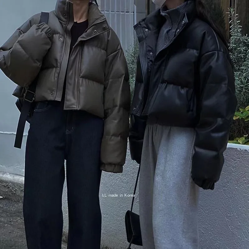 Giacca corta in cotone stile scuro da donna nell'inverno 2025, Parka con colletto allentato stile americano ispessito Abbigliamento femminile