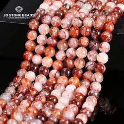 Natuurlijke Rode Bloem Quartz Kralen Crystal Stone Ronde Losse Kralen 4 6 8 10 12Mm Voor Sieraden Maken Diy armband Ketting Accessoire