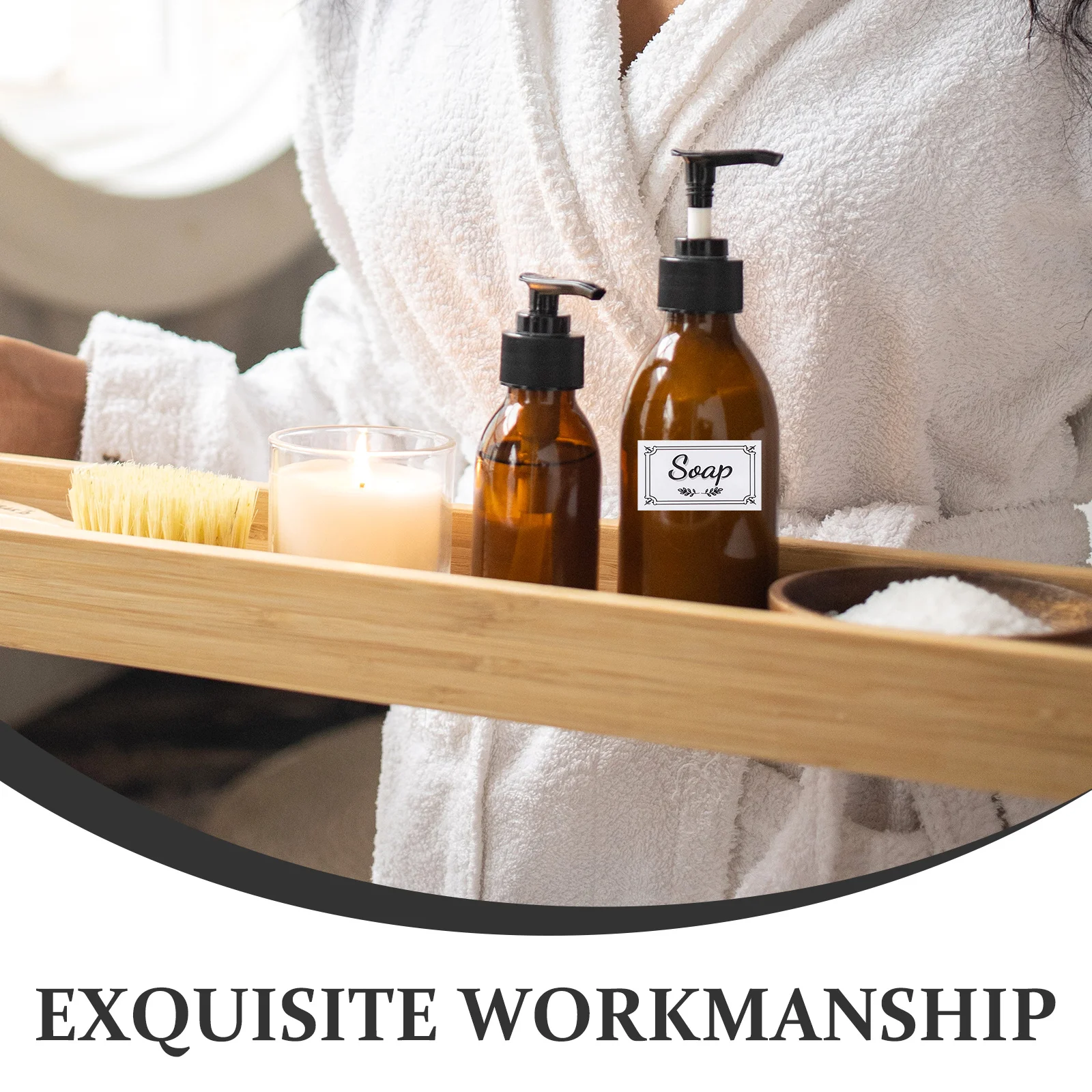 6Pcs Transparent Soap Stickers Waterproof Removable Labels for Hand Soap Dispenser Bottle Kitchen Bathroom