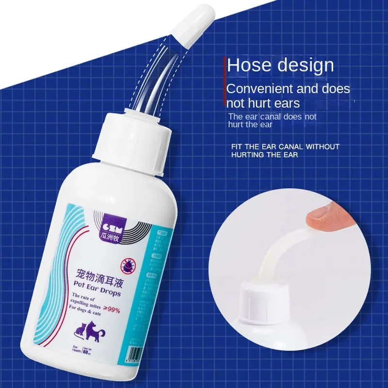 Pet Ear Drops Cat Dog Ear Cleaner Mites Removal Earwax Clean Infection Control Deodorizing Relieve Itching Dog Ear Wash Solution