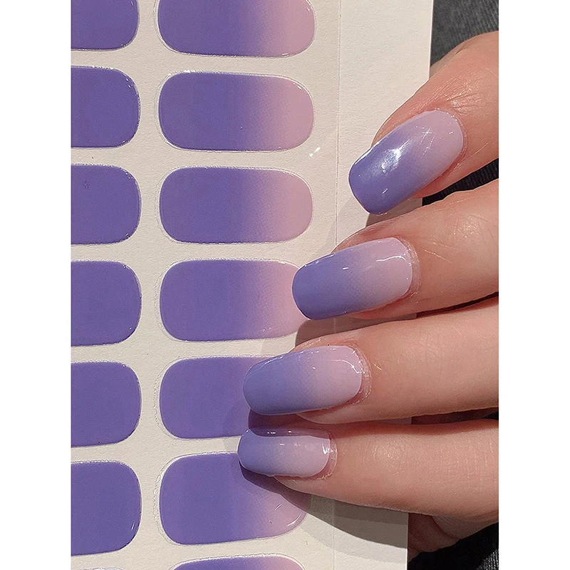 Pegatinas de Gel semicurado para uñas, calcomanías semihorneadas de Color sólido y gradiente, puntas de pasta, necesita nueva pegatina de uñas completamente adhesiva