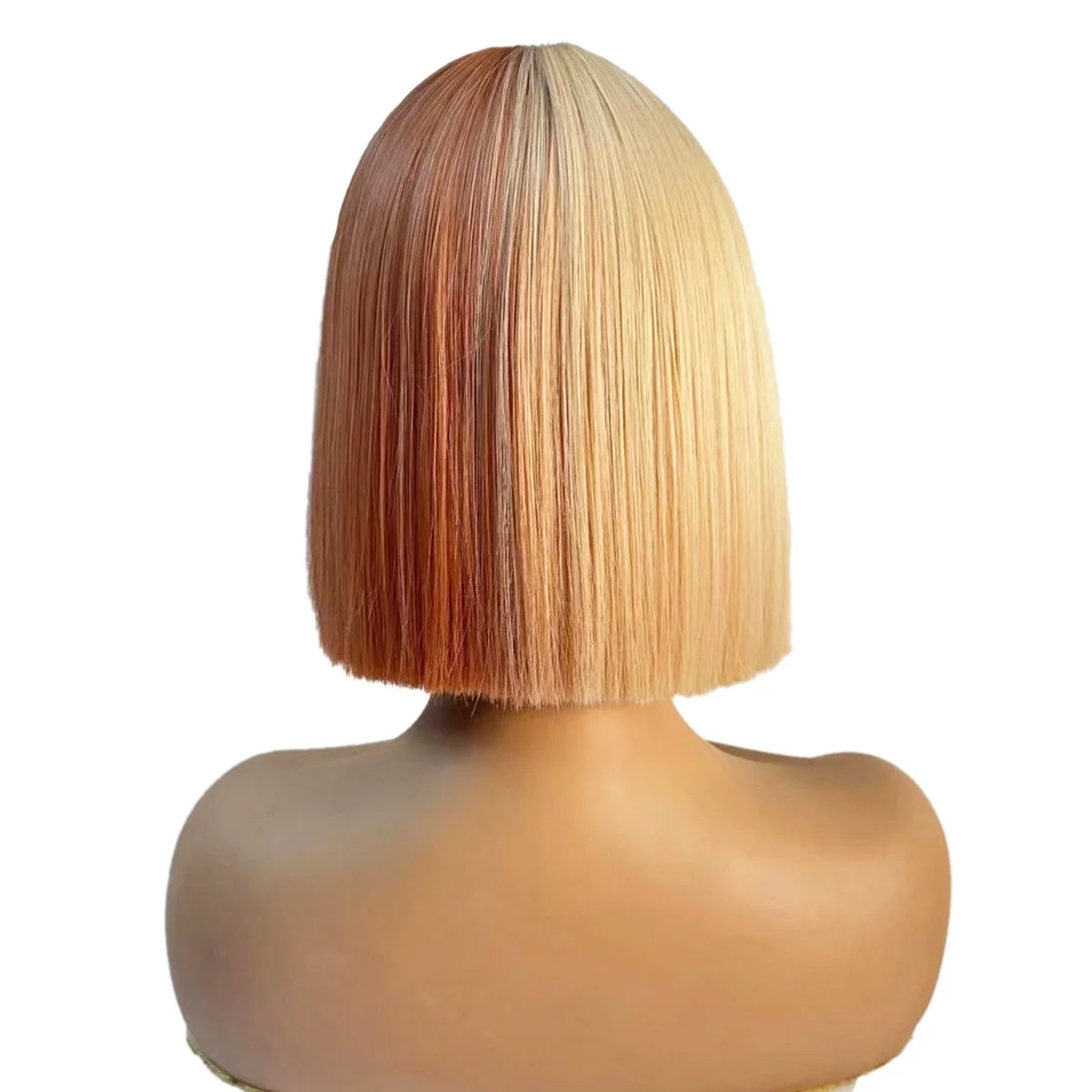 10 Inches Wig with Bangs Pumpkin Beige Brown Shoulder Length Synthetic Wig Use Short Straight Wig Set