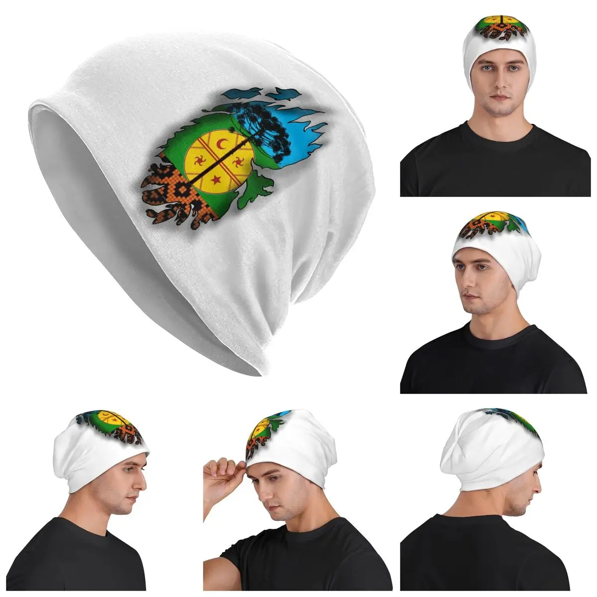 

Флаг Аргентины Флаг Мапуче Мужчины Женщины Взрослые Шапки Шапки Вязаный Капот Шапка Теплая Мода Осень Зима Открытый Skullies Шапки