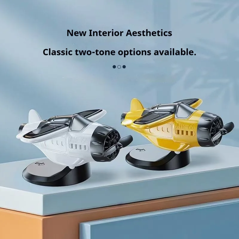 زخرفة سيارة تعمل بالطاقة الشمسية تصميم طائرة دوارة ملحقات داخلية إبداعية لتزيين السيارة للسيارات #3