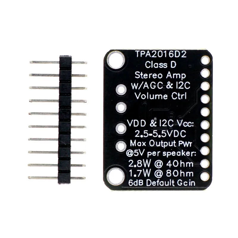 TPA2016 2.8W*2 Stereo Class D Audio Amplifier Board, I2C Programmable Gain, Automatic Gain Control (AGC), Mini Amp Module