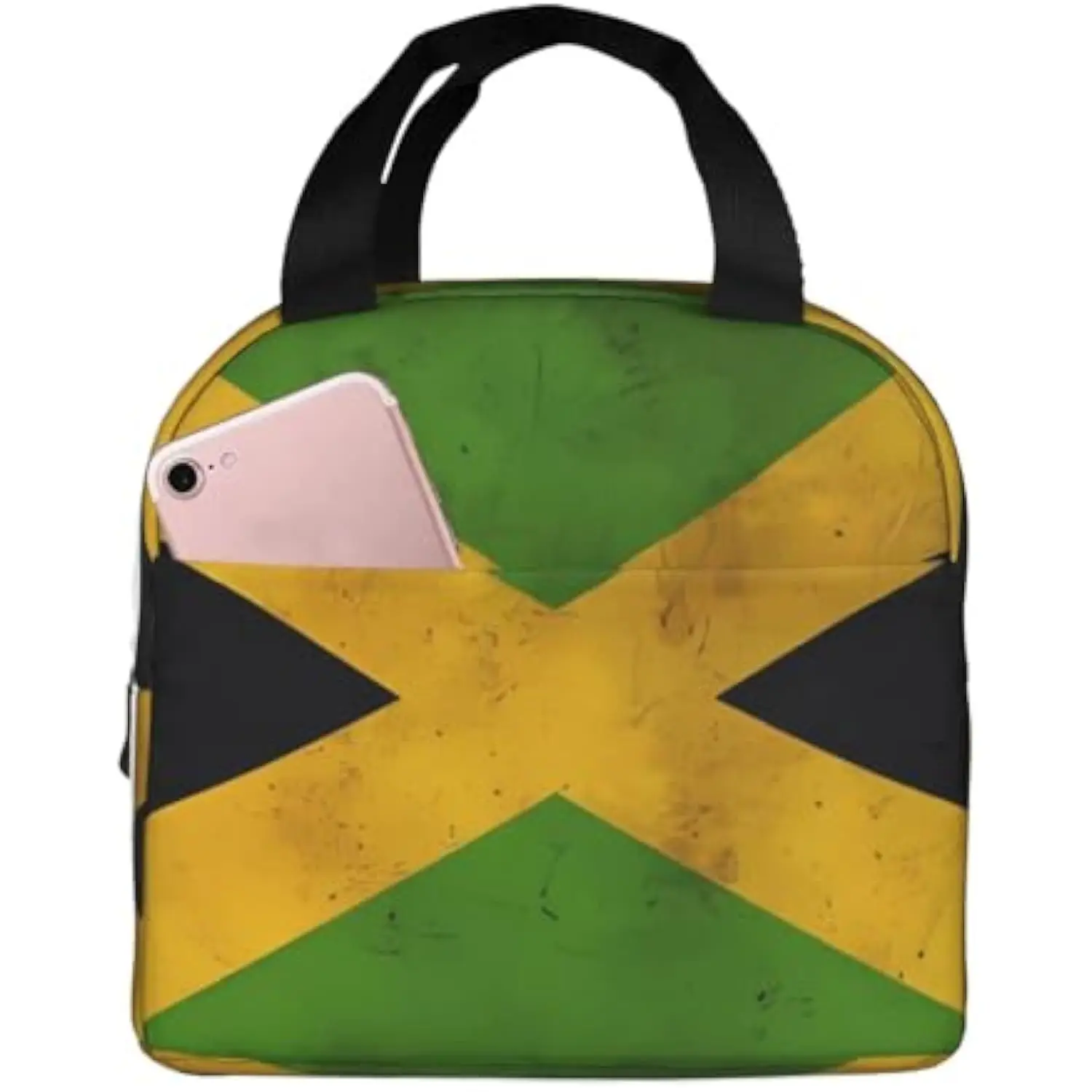 Old Jamaican Flag Printed Insulated Lunch Bag, Portable Reusable Lunch Box for Adults